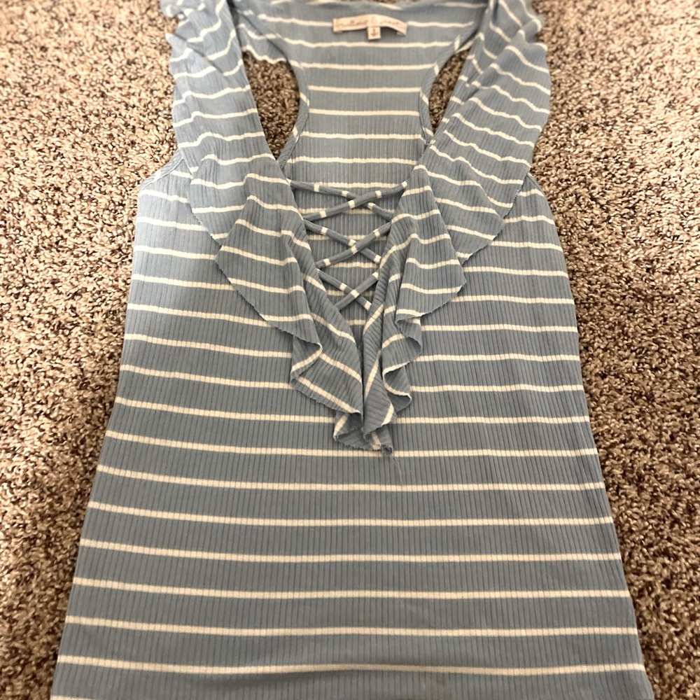 Willow & Root Striped Ruffle Tank Size Small